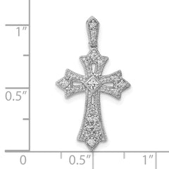 10K White Gold 1/6ct. Diamond Fleur de Lis Cross Pendant