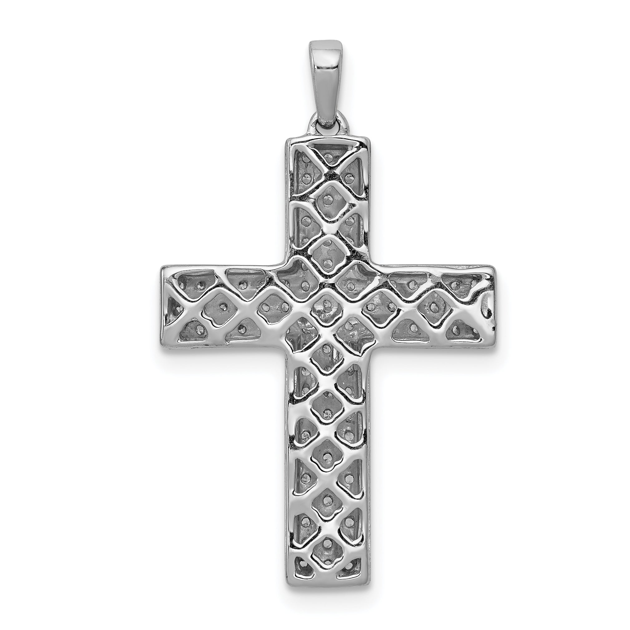 14K White Gold Lab Grown Diamond Latin Cross Pendant