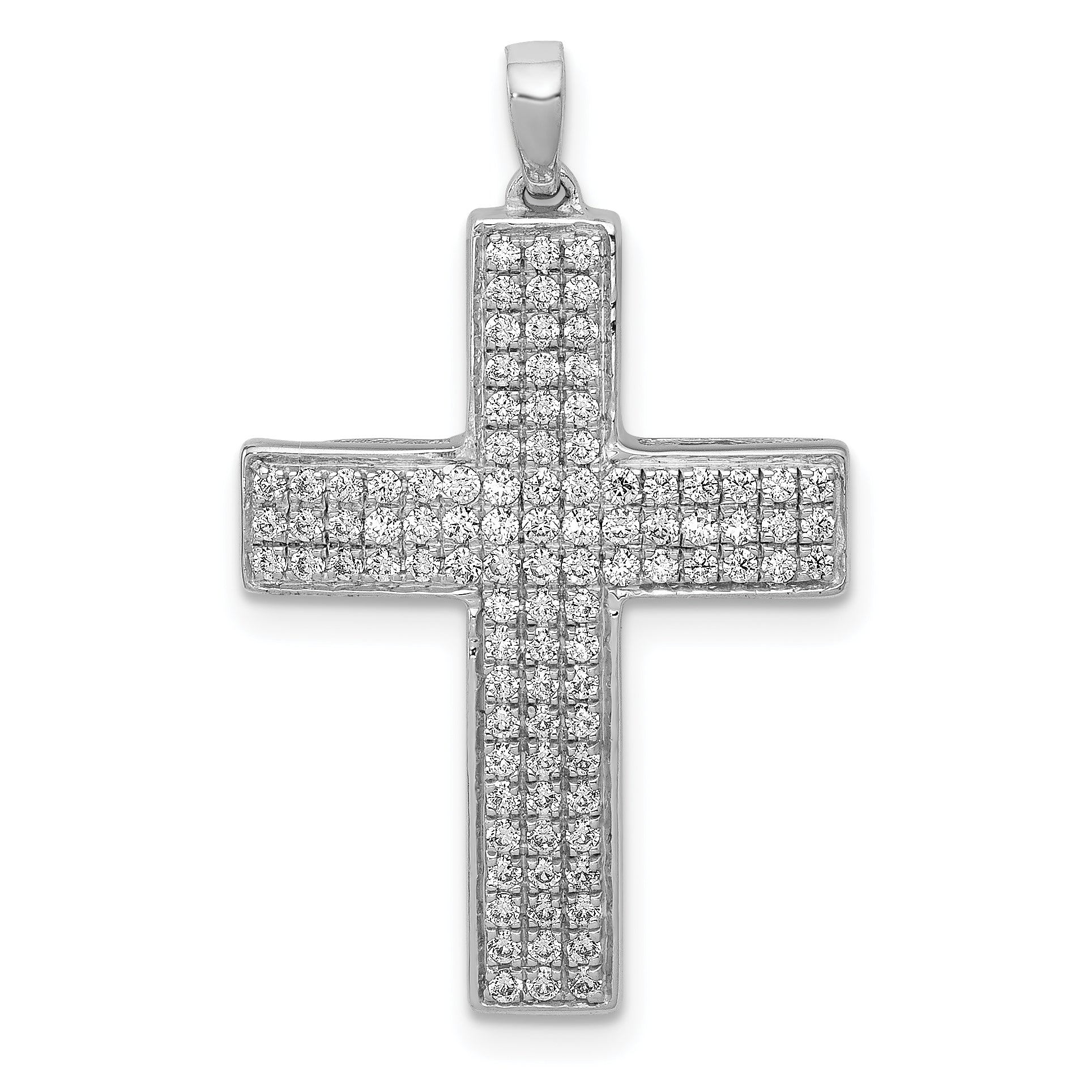 14K White Gold Lab Grown Diamond Latin Cross Pendant