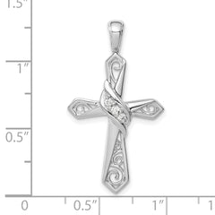 10K White Gold 1/20ct. Diamond Cross Pendant