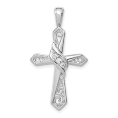 10K White Gold 1/20ct. Diamond Cross Pendant