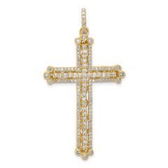 14K Lab Grown Diamond Budded Cross Pendant