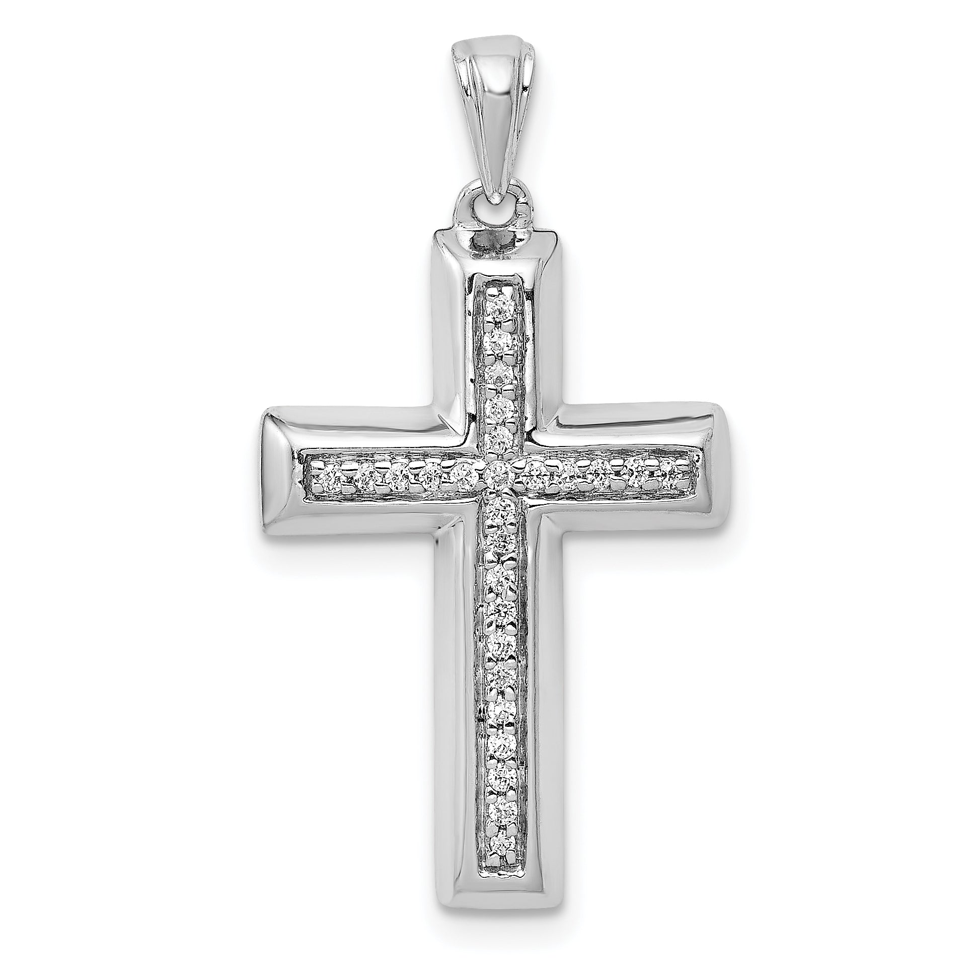 10K White Gold Large 1/10ct. Diamond Cross Pendant