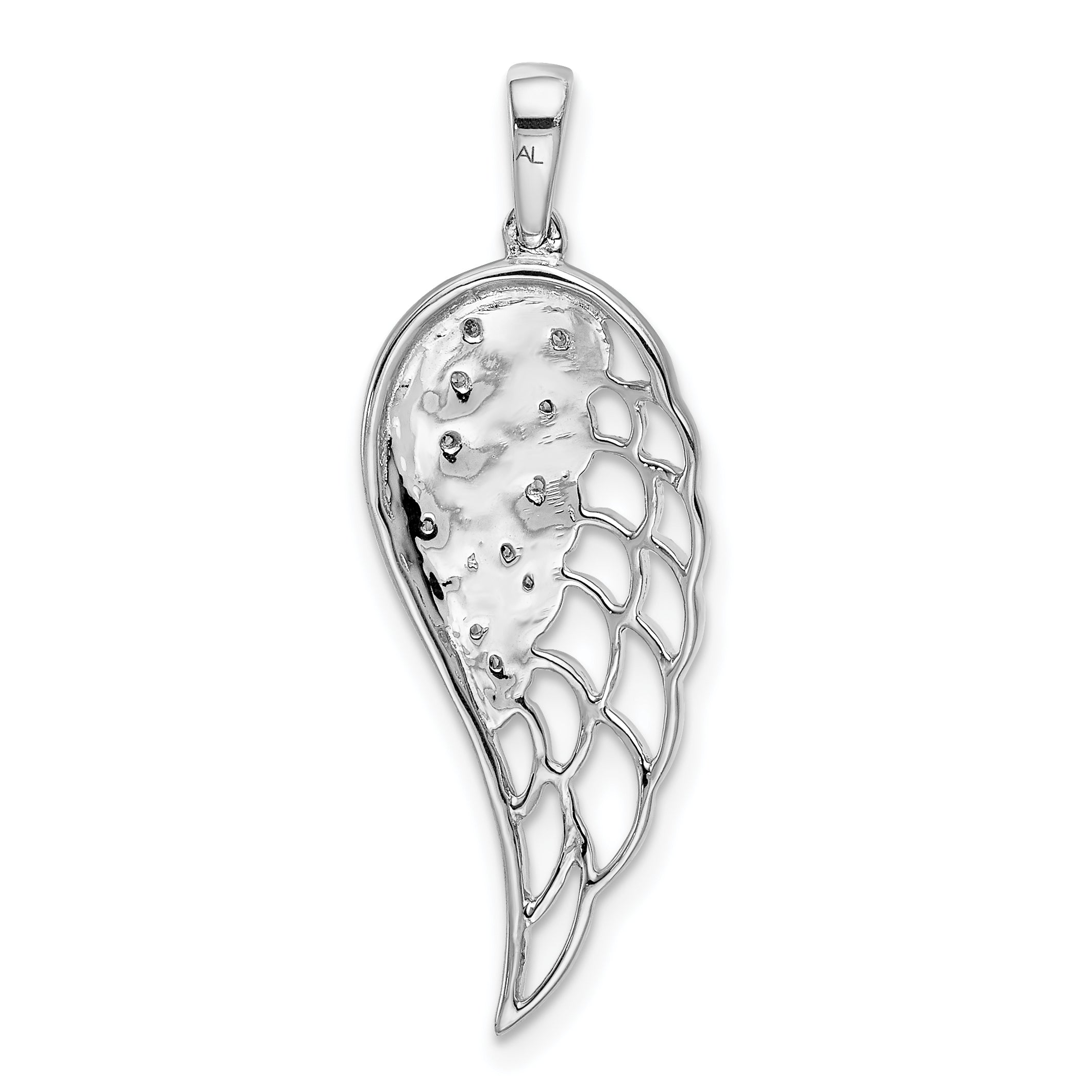 14k White Gold Diamond Open-work Wing Pendant