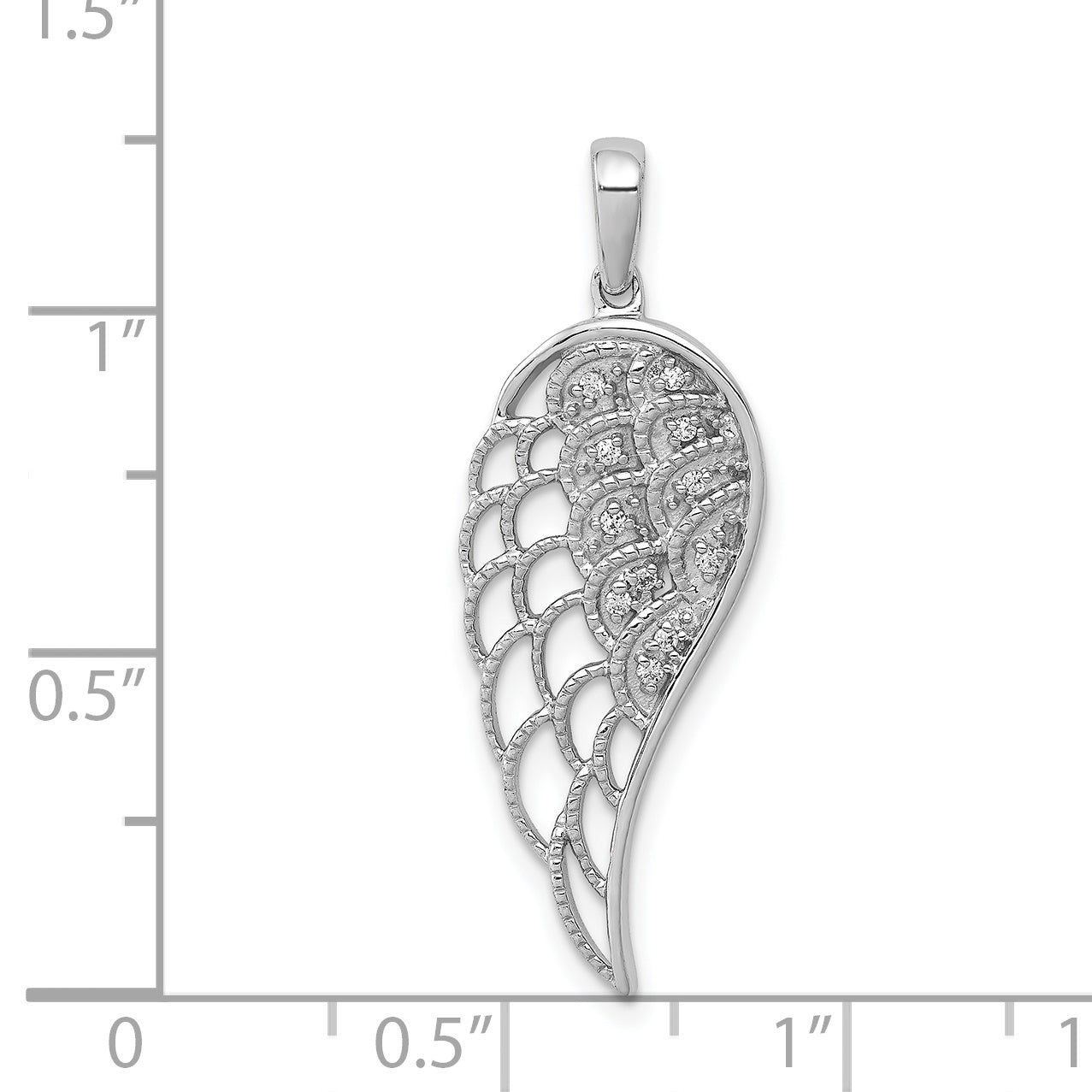 14k White Gold Diamond Open-work Wing Pendant