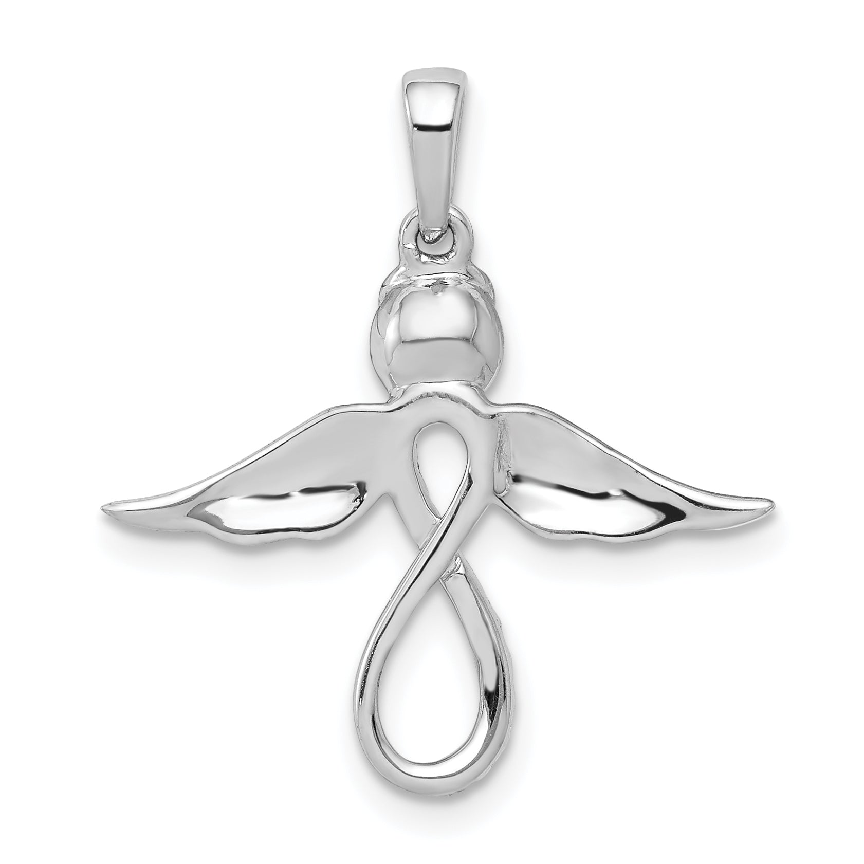 14k White Gold Diamond Infinity Angel Pendant