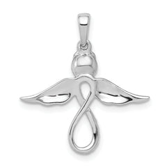 14k White Gold Diamond Infinity Angel Pendant