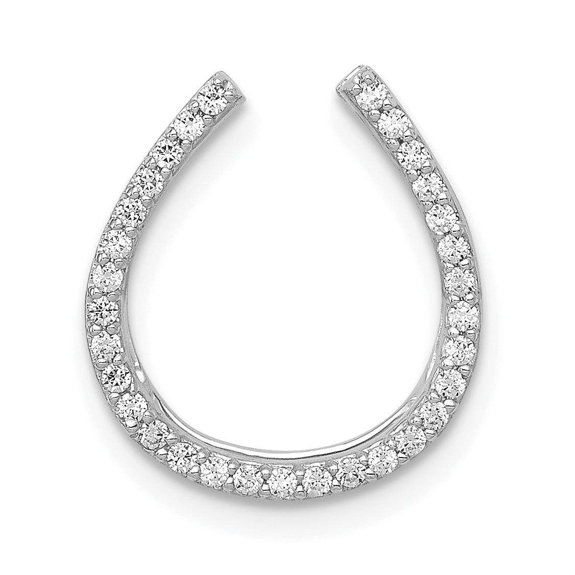 14k White Gold 1/6ct. Diamond Horseshoe Chain Slide