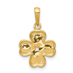 14k .02ct.Diamond Four Leaf Clover Pendant