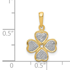 14k .02ct.Diamond Four Leaf Clover Pendant