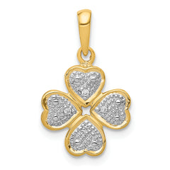 14k .02ct.Diamond Four Leaf Clover Pendant