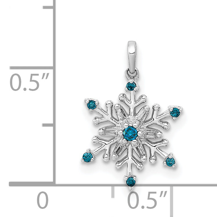 14k White Gold 1/10ct. Blue and White Diamond Snowflake Pendant