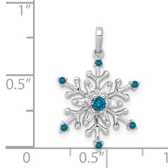 14k White Gold 1/6ct. Blue and White Diamond Snowflake Pendant