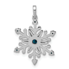 14k White Gold 1/4ct. Blue and White Diamond Snowflake Pendant