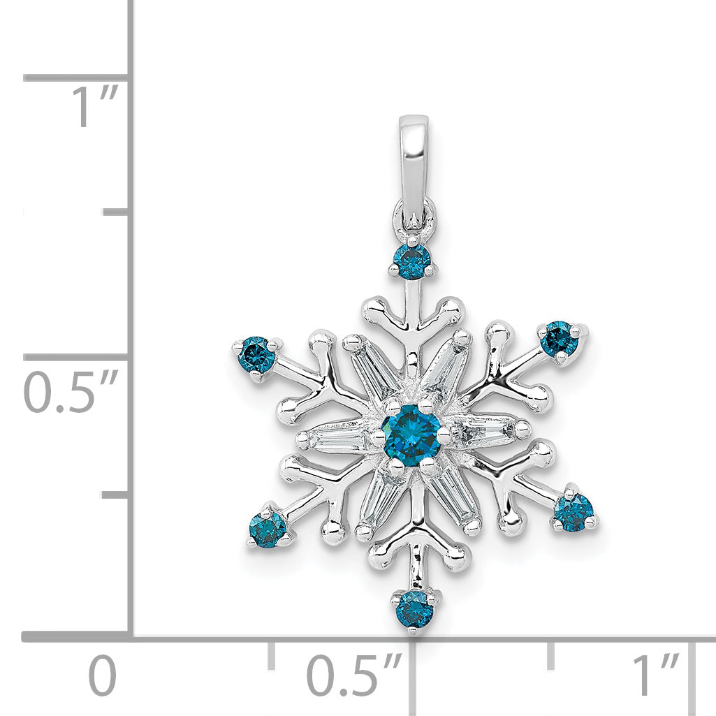 14k White Gold 1/4ct. Blue and White Diamond Snowflake Pendant