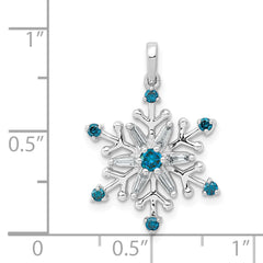 14k White Gold 1/4ct. Blue and White Diamond Snowflake Pendant