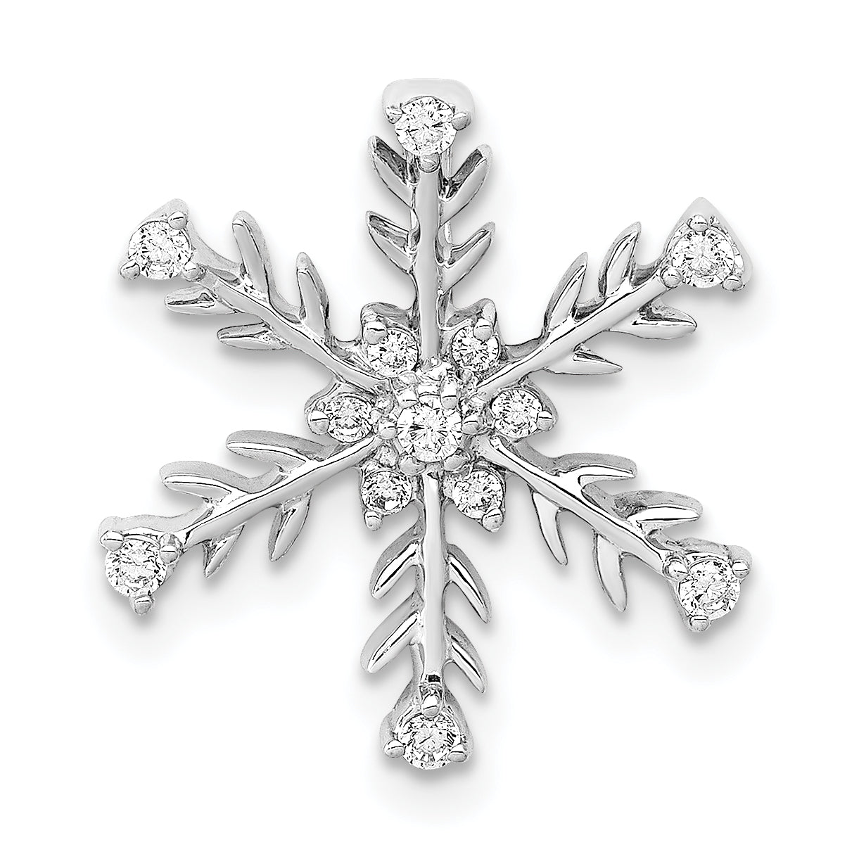 14k White Gold 1/6ct. Diamond Snowflake Chain Slide