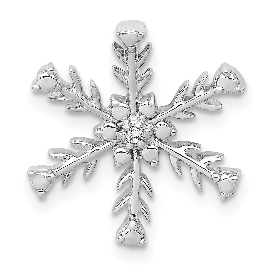 14k White Gold .01ct. Diamond Snowflake Chain Slide