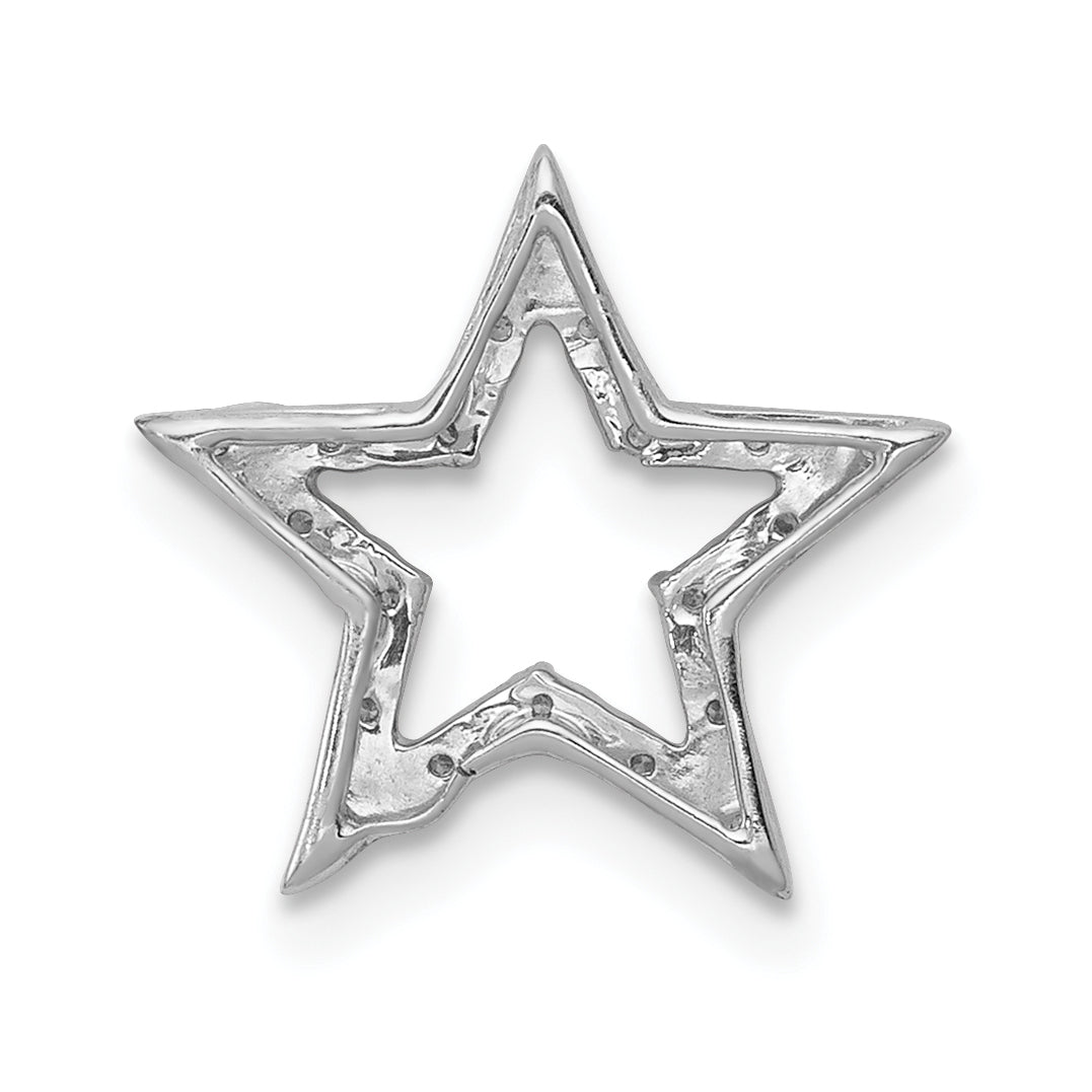 10k White Gold Small Diamond Star Chain Slide Pendant