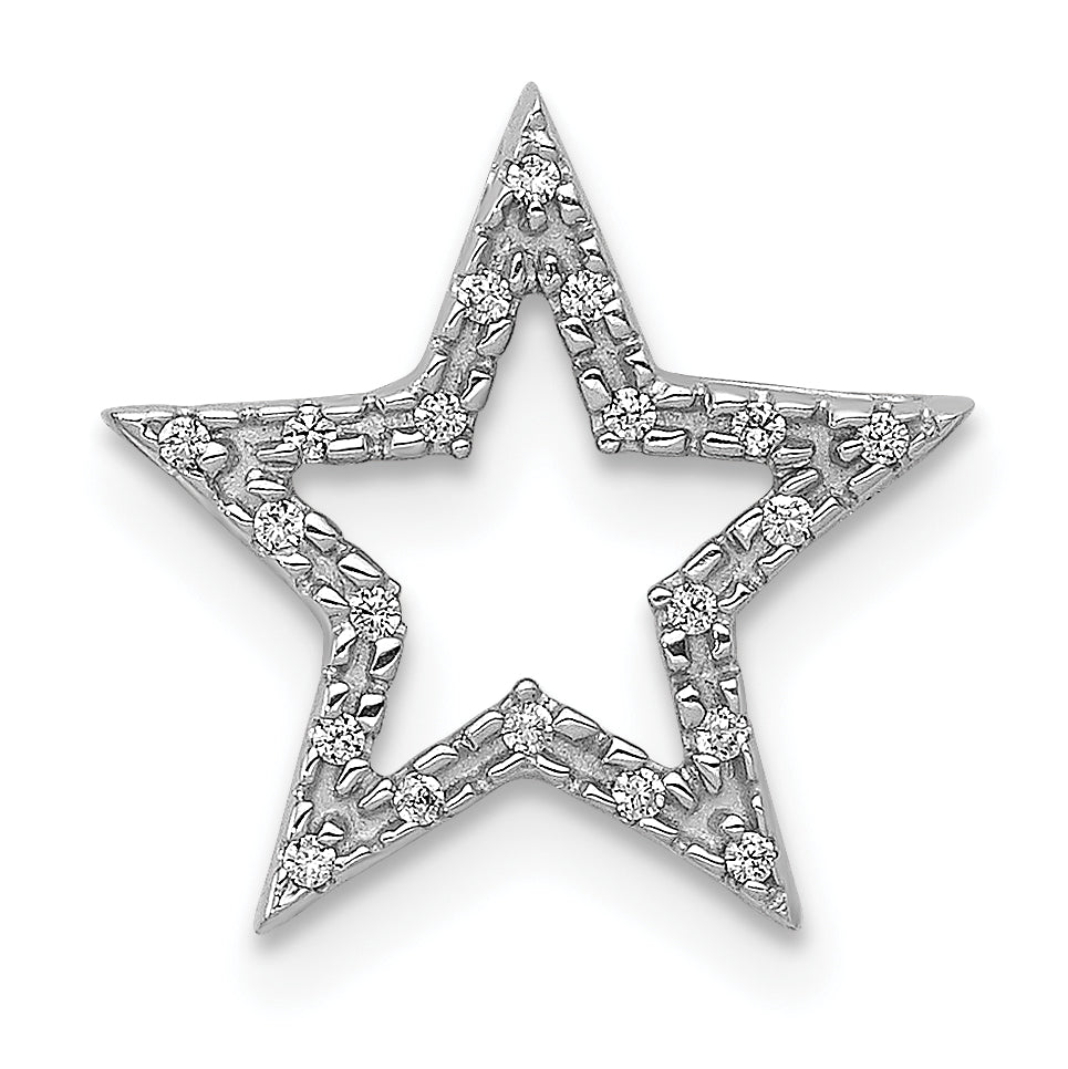 10k White Gold Small Diamond Star Chain Slide Pendant