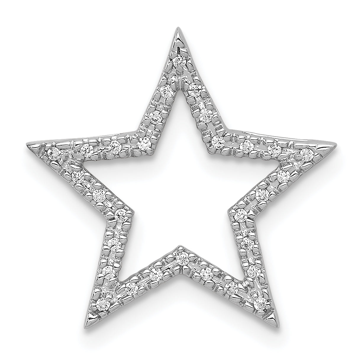 14k White Gold Diamond Star Chain Slide