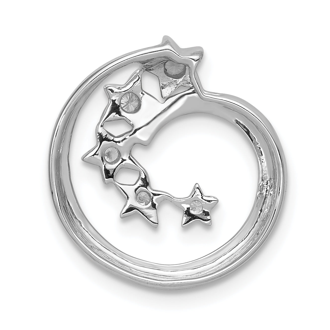 14k White Gold Diamond Stars Chain Slide