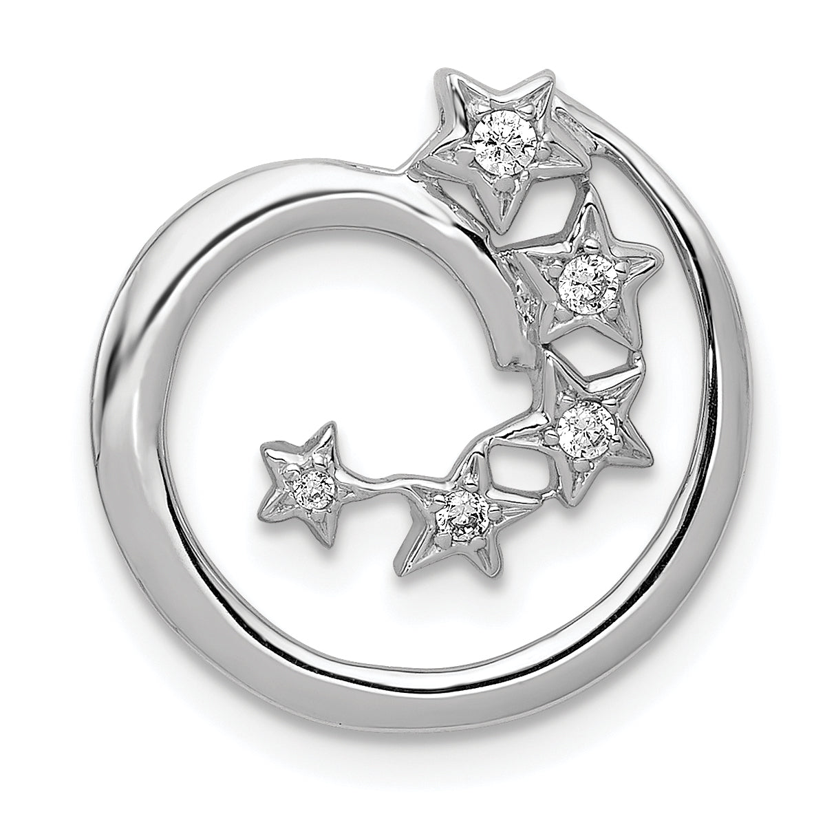 14k White Gold Diamond Stars Chain Slide