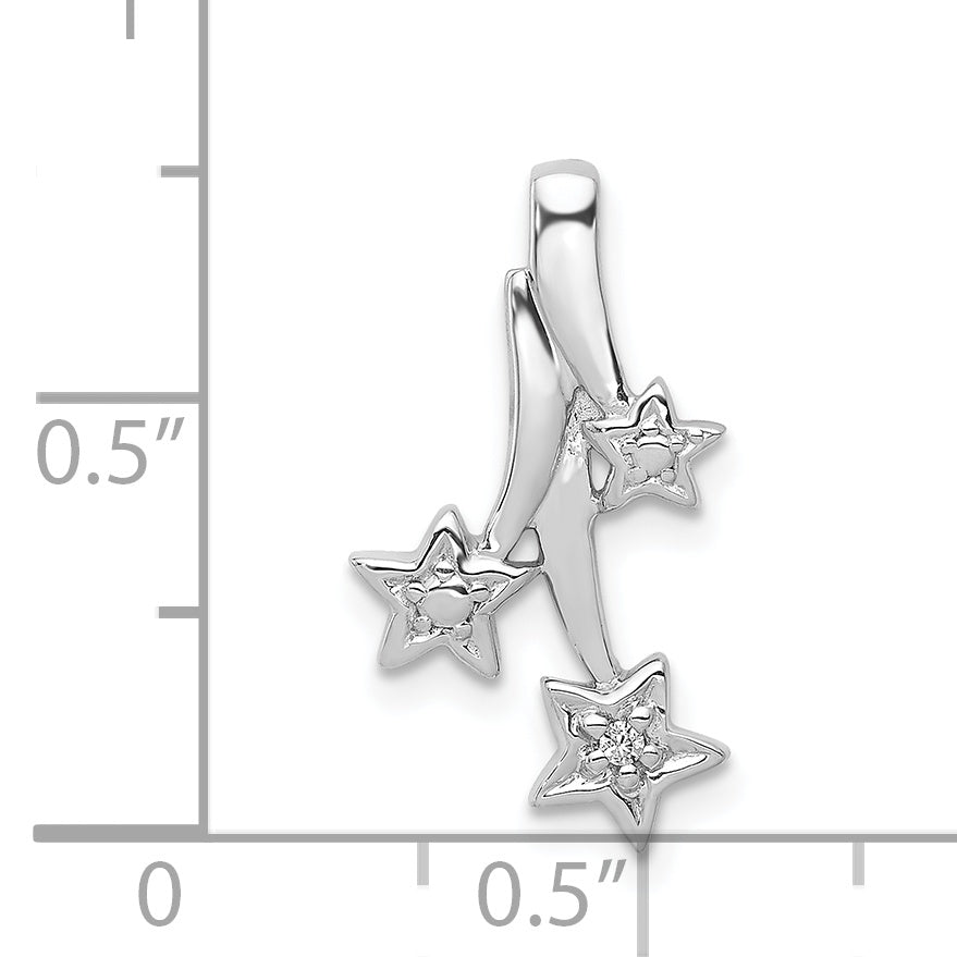 14k White Gold Diamond Shooting Stars Chain Slide