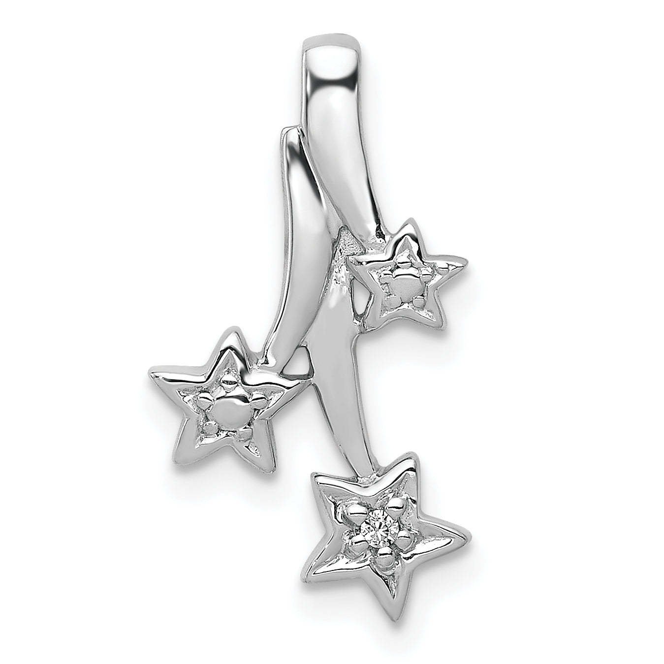 14k White Gold Diamond Shooting Stars Chain Slide