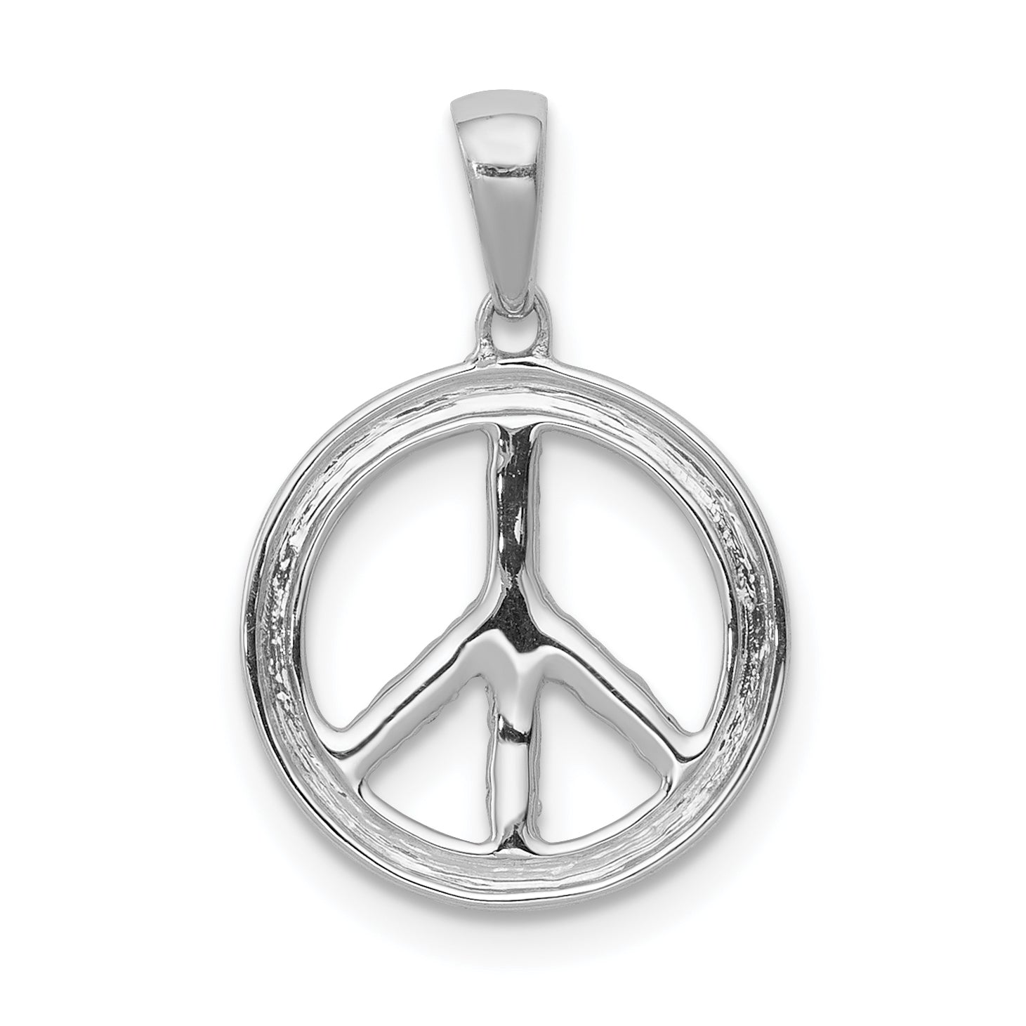 14k White Gold Diamond Peace Sign Pendant