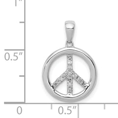 14k White Gold Diamond Peace Sign Pendant