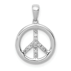 14k White Gold Diamond Peace Sign Pendant