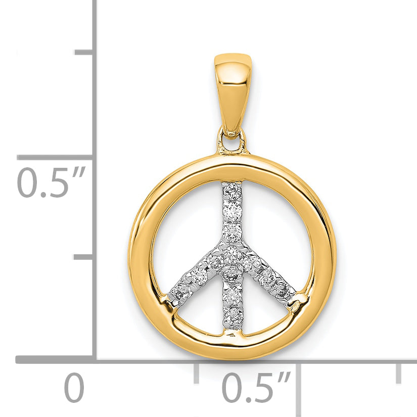 14k Diamond Peace Sign Pendant