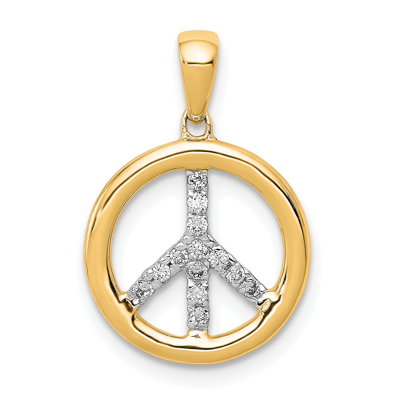 14k Diamond Peace Sign Pendant