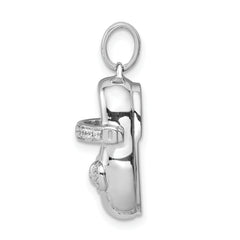 14k White Gold Diamond Baby Girl Shoe Pendant