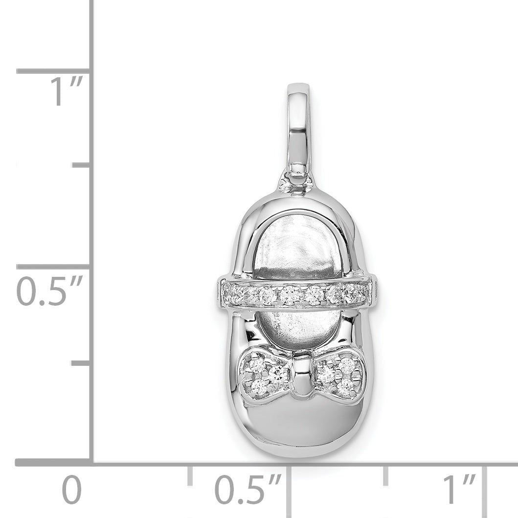 14k White Gold Diamond Baby Girl Shoe Pendant