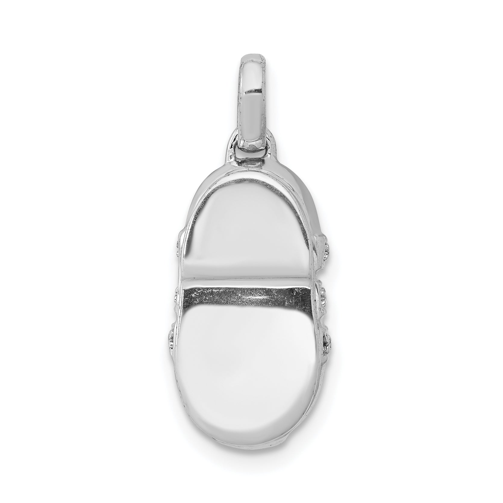 14k White Gold Diamond Baby Boy Shoe Pendant