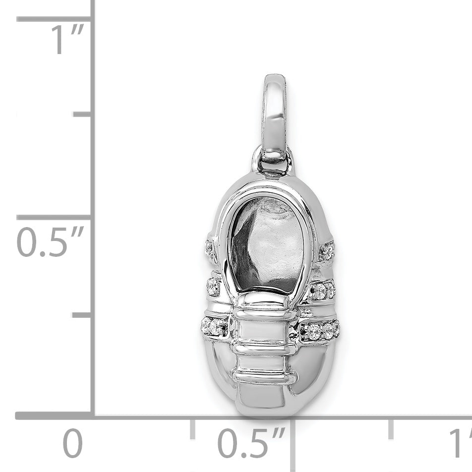 14k White Gold Diamond Baby Boy Shoe Pendant