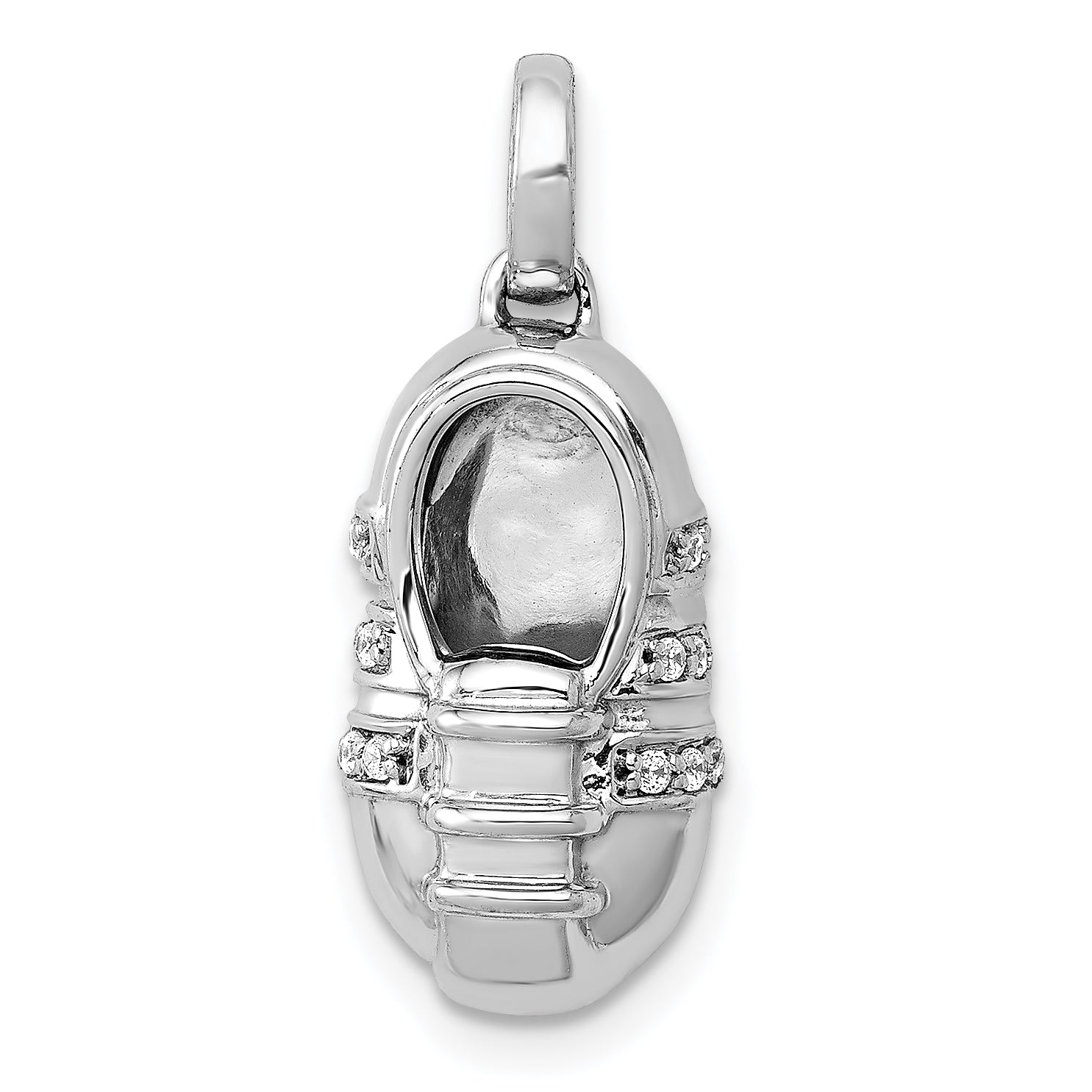 14k White Gold Diamond Baby Boy Shoe Pendant