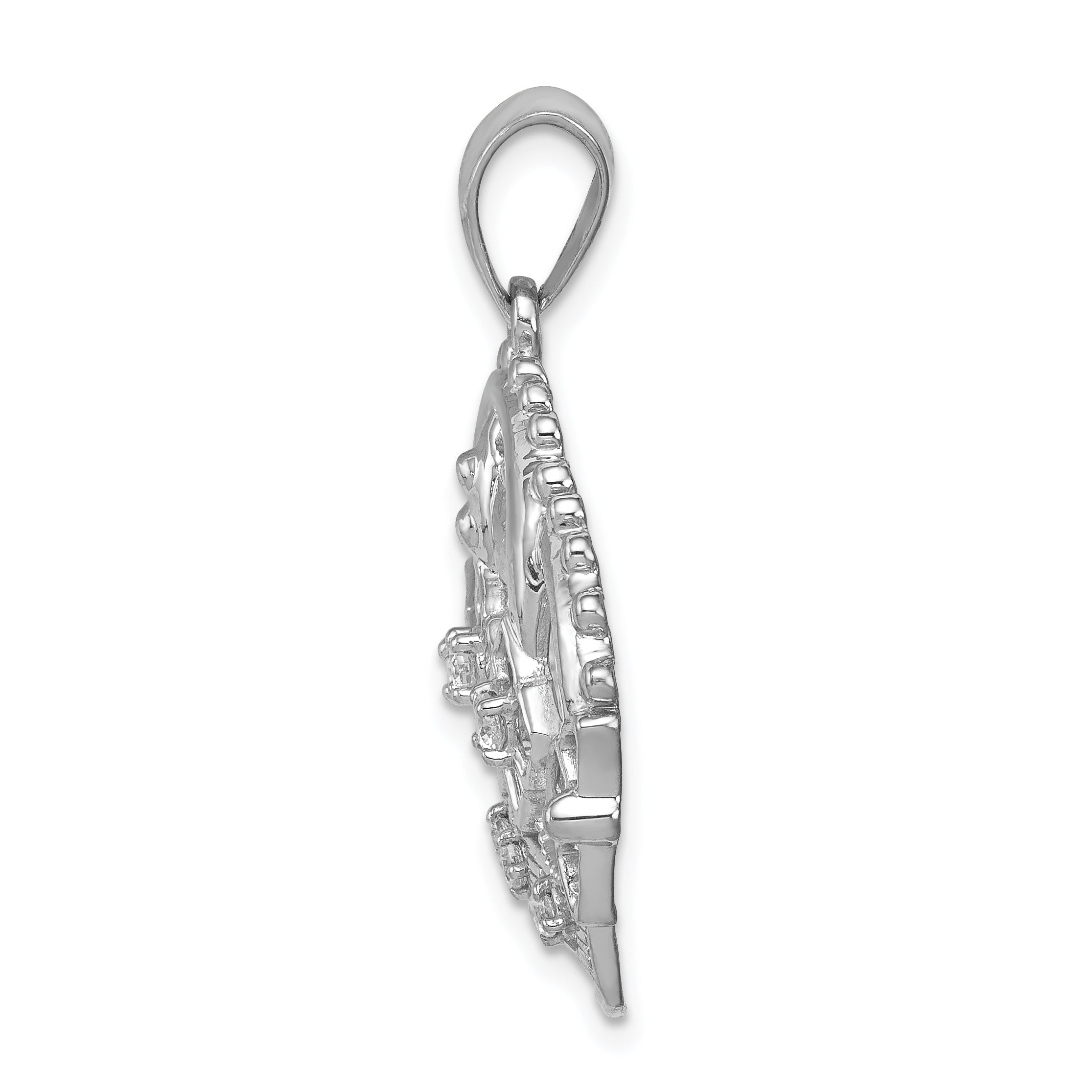 14k White Gold Diamond Crown Pendant