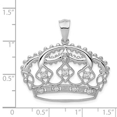 14k White Gold Diamond Crown Pendant