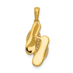 14k and Rhodium Diamond Flip Flops Charm