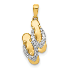 14k and Rhodium Diamond Flip Flops Charm