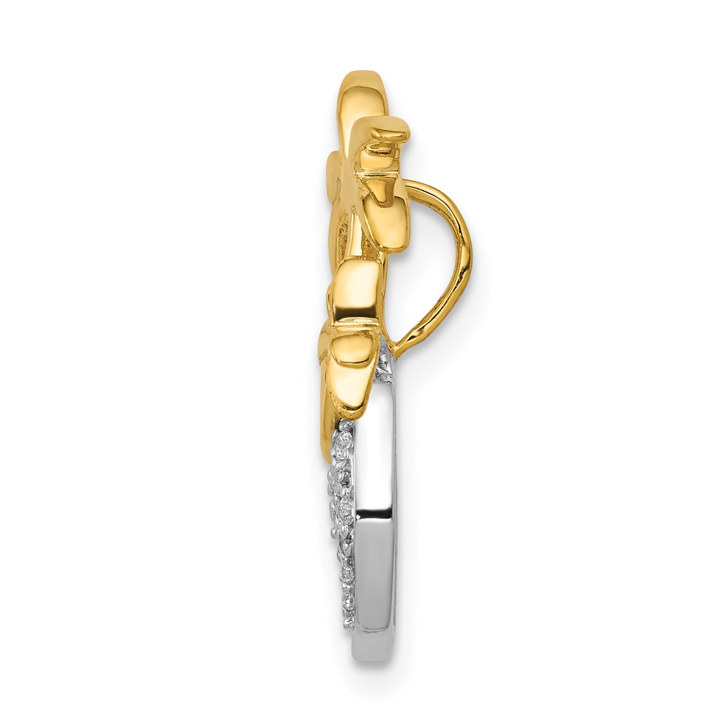 14k Two-tone Diamond Double Palm Tree and Wave Chain Slide