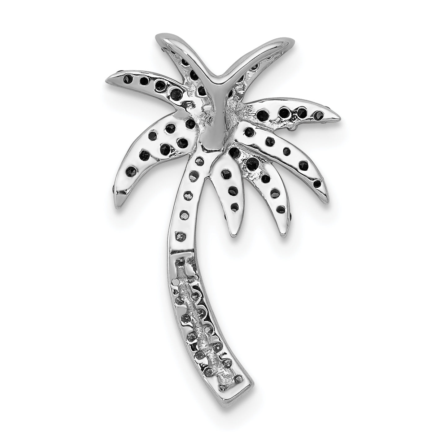 14k White Gold White and Green Diamond Palm Tree Chain Slide