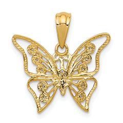 14k and Rhodium Diamond Butterfly Pendant