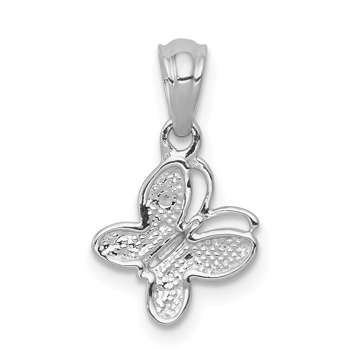 14k White Gold .01ct. Diamond Butterfly Pendant