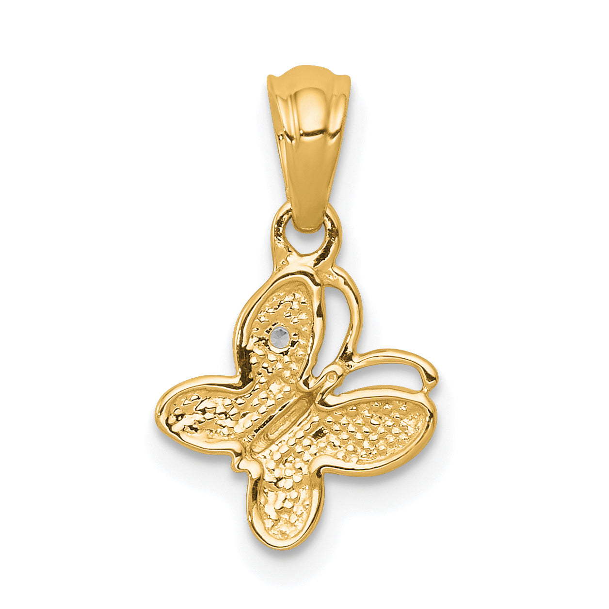 14k Polished .01ct. Diamond Butterfly Pendant