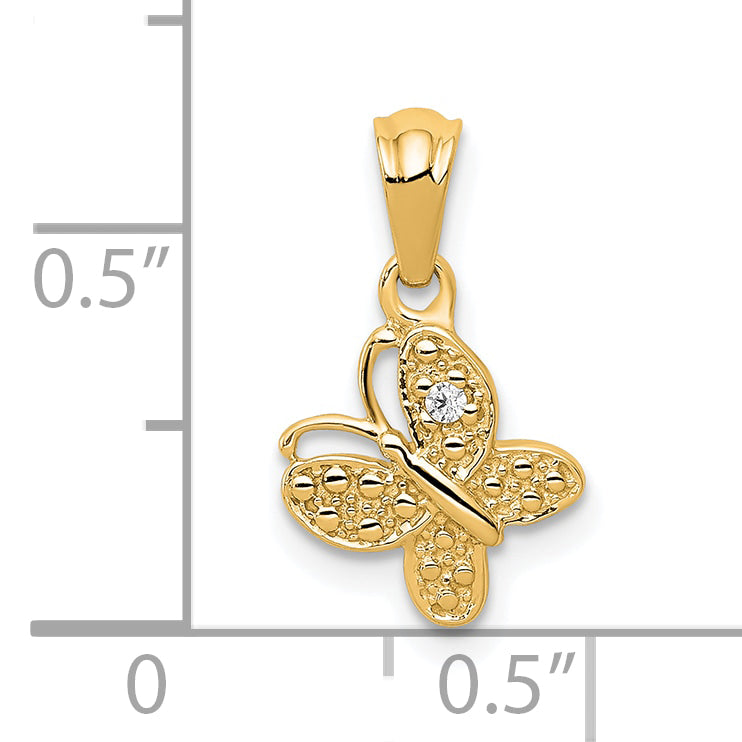 14k Polished .01ct. Diamond Butterfly Pendant