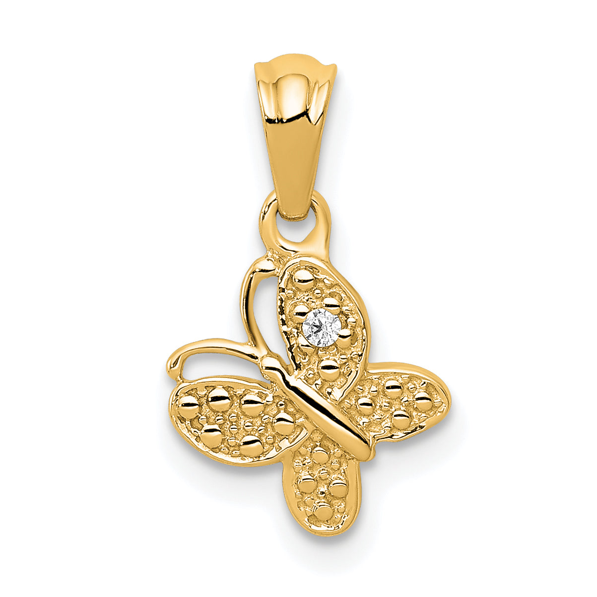 14k Polished .01ct. Diamond Butterfly Pendant